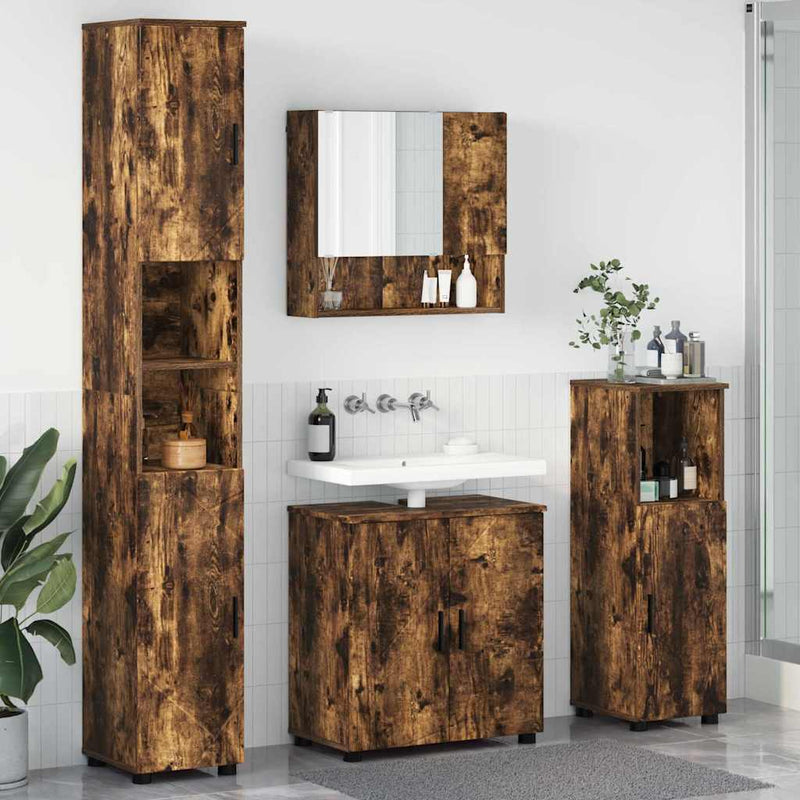 vidaXL Fürdőszoba bútor szett 4 pcs Füstölt tölgy 61 x 35 x 64 cm