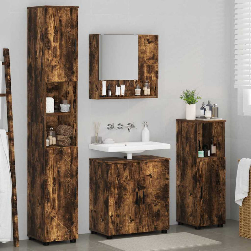 vidaXL Fürdőszoba bútor szett 4 pcs Füstölt tölgy 61 x 35 x 64 cm