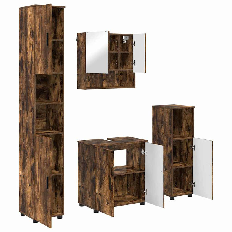 vidaXL Fürdőszoba bútor szett 4 pcs Füstölt tölgy 61 x 35 x 64 cm