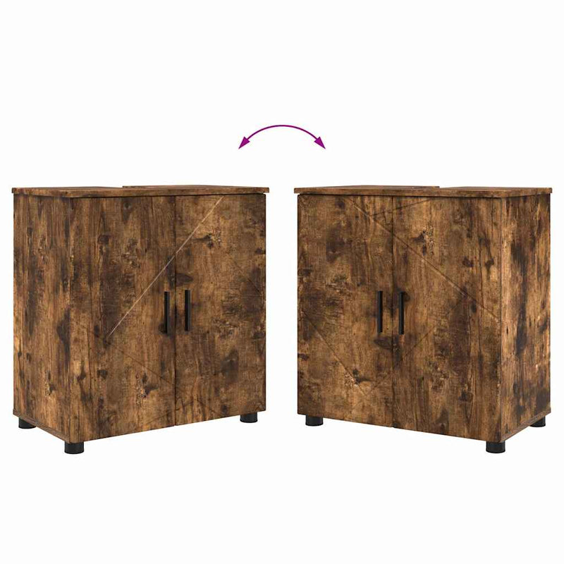 vidaXL Fürdőszoba bútor szett 4 pcs Füstölt tölgy 61 x 35 x 64 cm