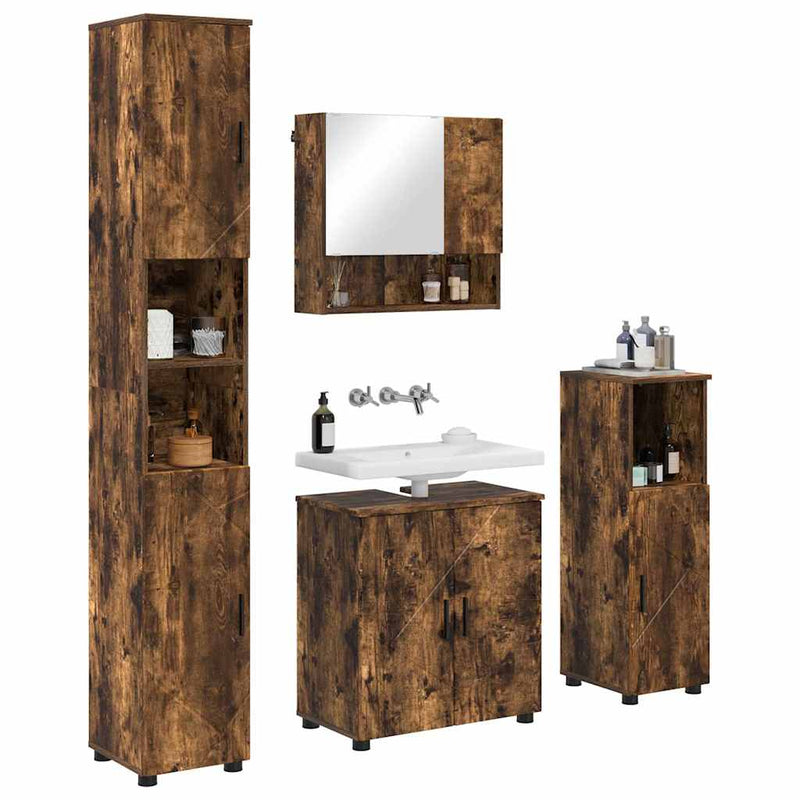 vidaXL Fürdőszoba bútor szett 4 pcs Füstölt tölgy 61 x 35 x 64 cm