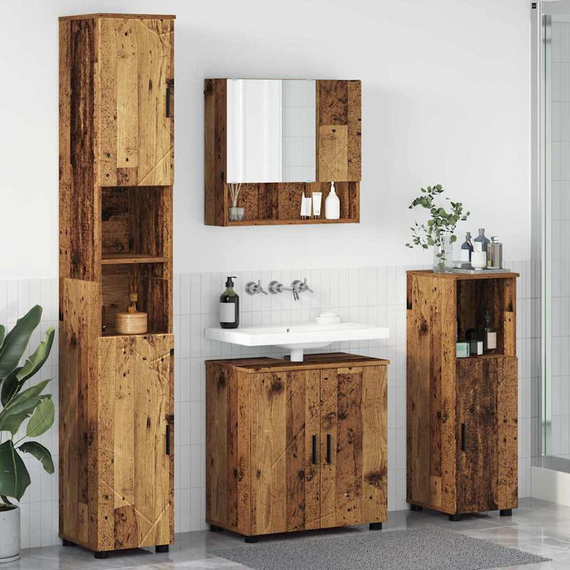 vidaXL Fürdőszoba bútor szett 4 pcs Régi fa 61 x 35 x 64 cm Faanyag