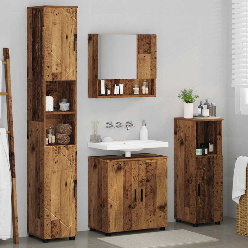 vidaXL Fürdőszoba bútor szett 4 pcs Régi fa 61 x 35 x 64 cm Faanyag