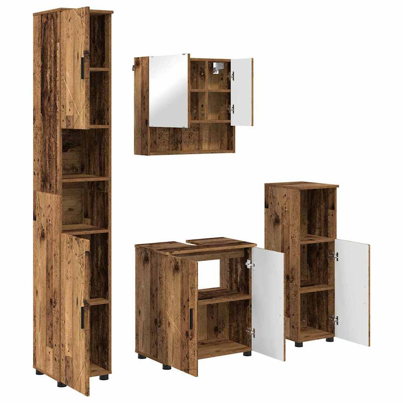 vidaXL Fürdőszoba bútor szett 4 pcs Régi fa 61 x 35 x 64 cm Faanyag
