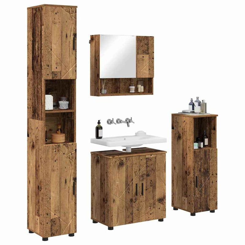 vidaXL Fürdőszoba bútor szett 4 pcs Régi fa 61 x 35 x 64 cm Faanyag