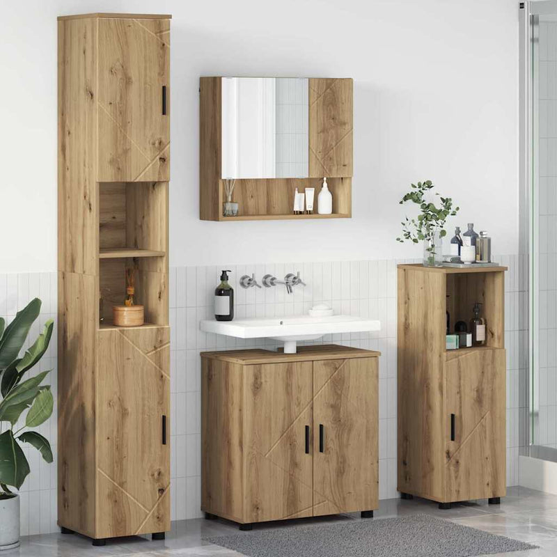 vidaXL Fürdőszoba bútor szett 4 pcs kézműves tölgy 61 x 35 x 64 cm