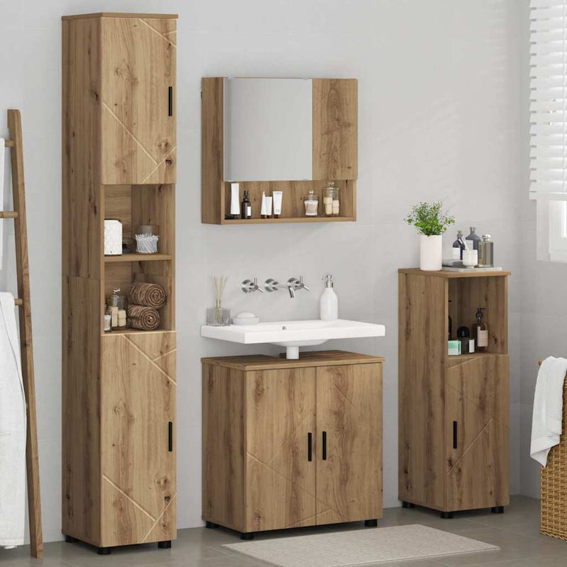 vidaXL Fürdőszoba bútor szett 4 pcs kézműves tölgy 61 x 35 x 64 cm