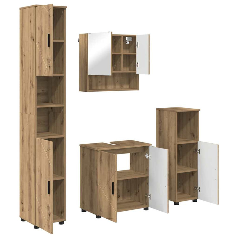 vidaXL Fürdőszoba bútor szett 4 pcs kézműves tölgy 61 x 35 x 64 cm