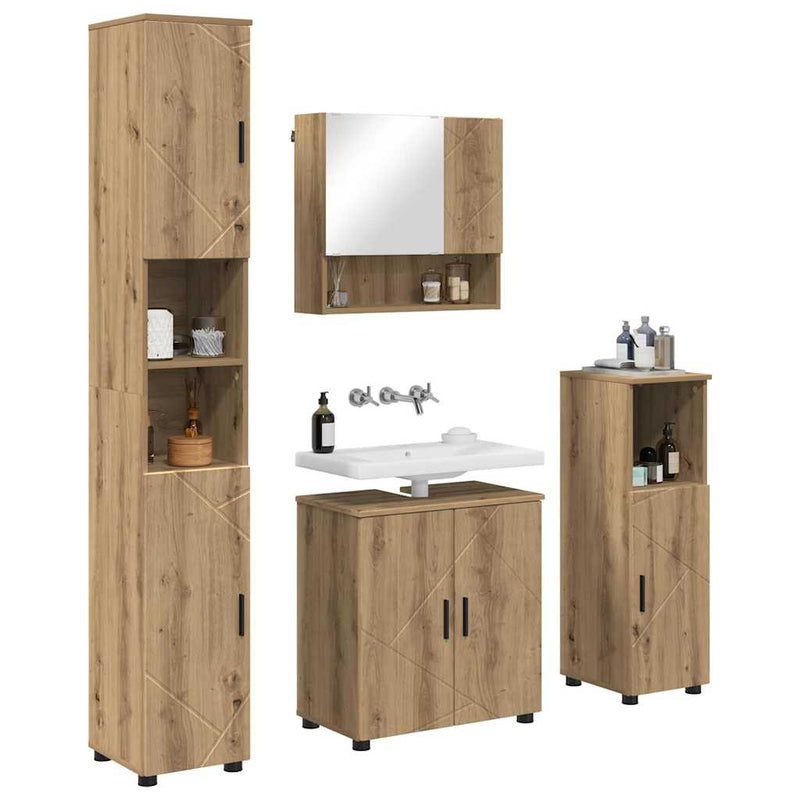 vidaXL Fürdőszoba bútor szett 4 pcs kézműves tölgy 61 x 35 x 64 cm