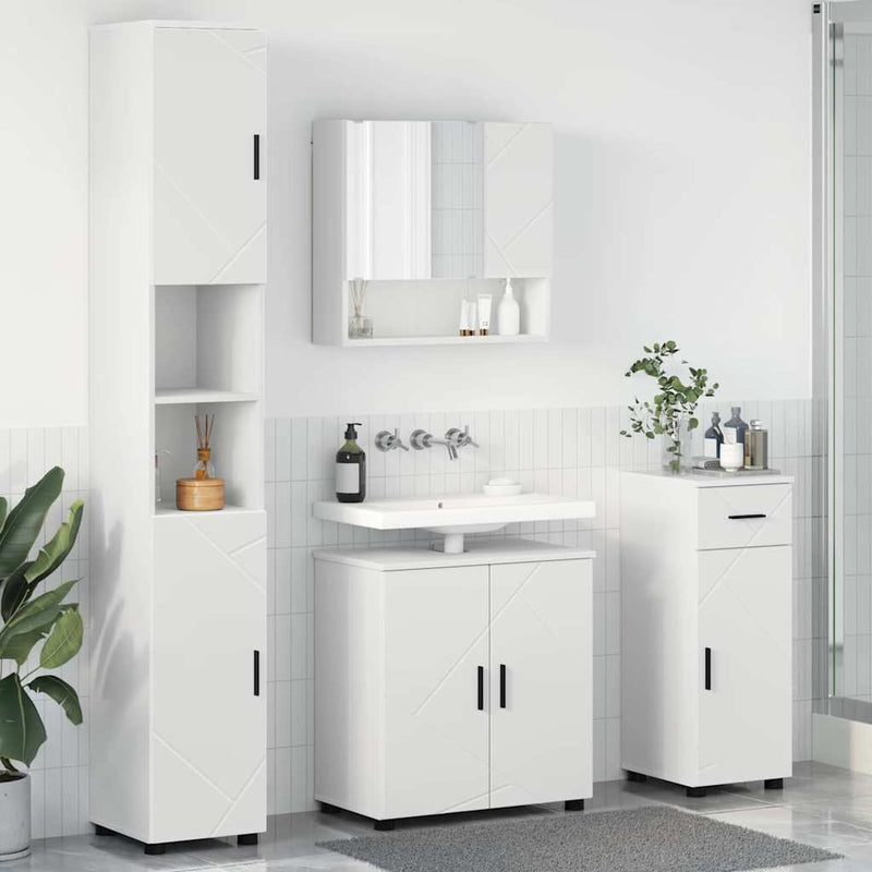 vidaXL Fürdőszoba bútor szett 4 pcs Fehér 61 x 35 x 64 cm Faanyag