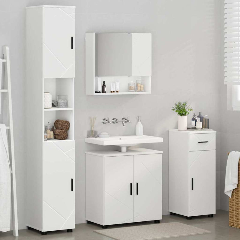 vidaXL Fürdőszoba bútor szett 4 pcs Fehér 61 x 35 x 64 cm Faanyag