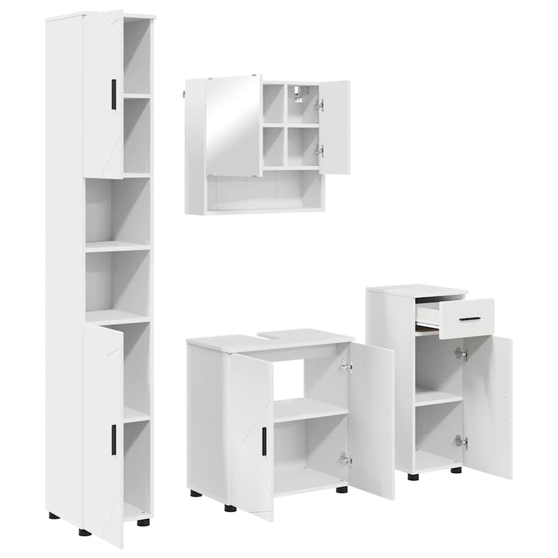 vidaXL Fürdőszoba bútor szett 4 pcs Fehér 61 x 35 x 64 cm Faanyag