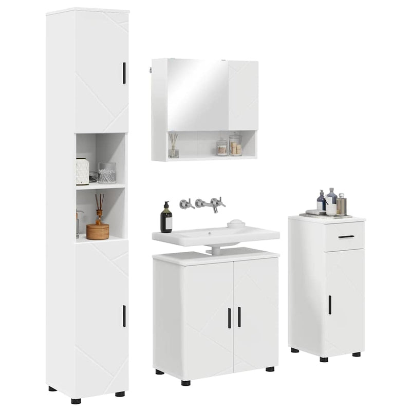 vidaXL Fürdőszoba bútor szett 4 pcs Fehér 61 x 35 x 64 cm Faanyag