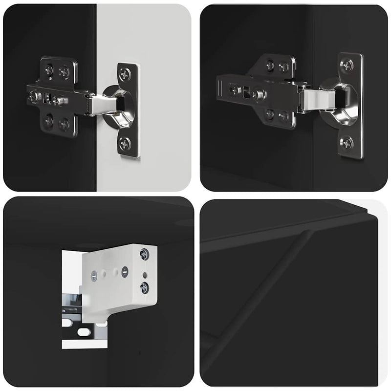 vidaXL Fürdőszoba bútor szett fiókkal 4 pcs Fekete Faanyag & Fém