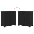 vidaXL Fürdőszoba bútor szett fiókkal 4 pcs Fekete Faanyag & Fém