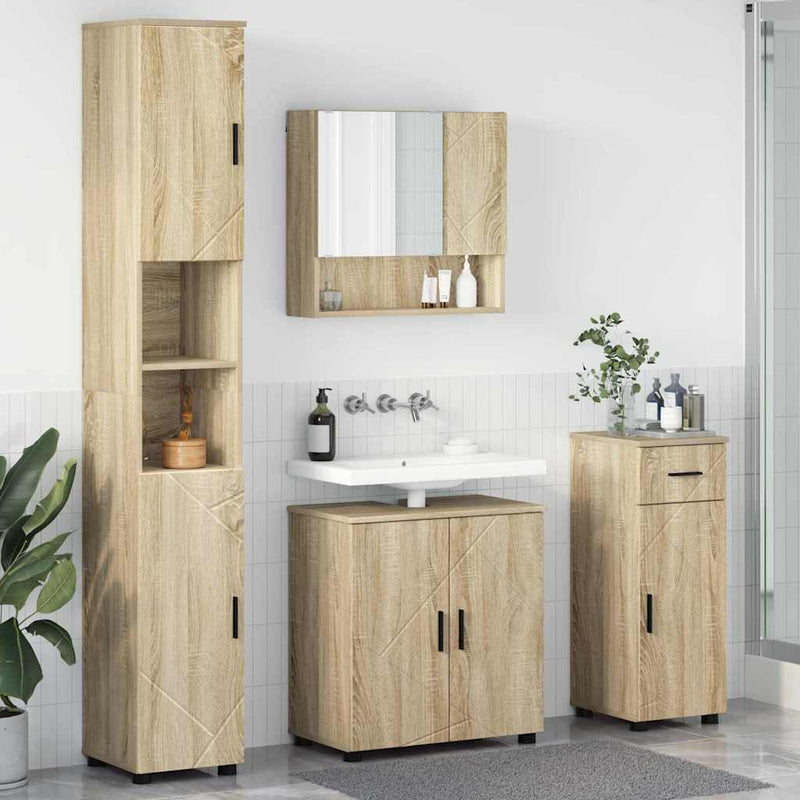 vidaXL Fürdőszoba bútor szett 4 pcs sonoma tölgy 61 x 35 x 64 cm