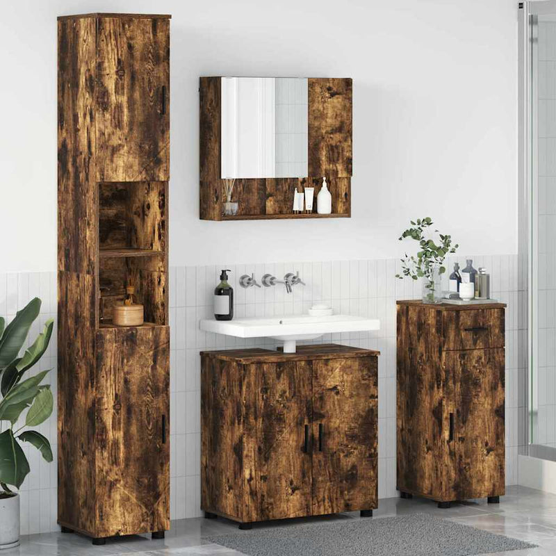 vidaXL Fürdőszoba bútor szett 4 pcs Füstölt tölgy 61 x 35 x 64 cm