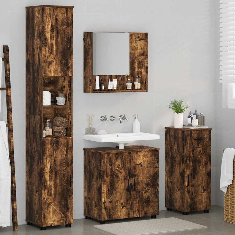vidaXL Fürdőszoba bútor szett 4 pcs Füstölt tölgy 61 x 35 x 64 cm