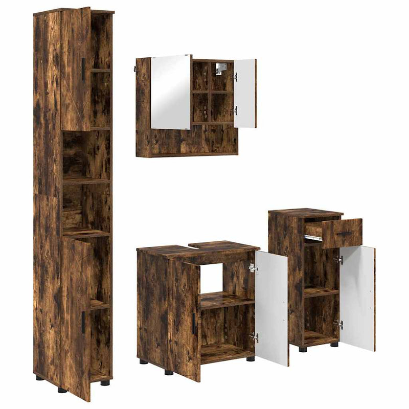vidaXL Fürdőszoba bútor szett 4 pcs Füstölt tölgy 61 x 35 x 64 cm