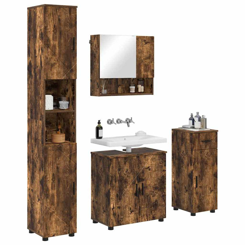 vidaXL Fürdőszoba bútor szett 4 pcs Füstölt tölgy 61 x 35 x 64 cm