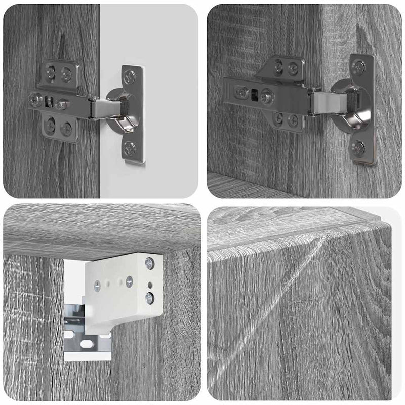 vidaXL Fürdőszoba bútor szett 4 pcs Szürke Sonoma Faanyag & Fém