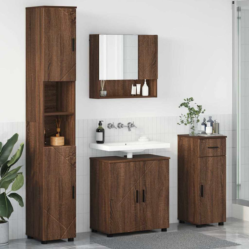 vidaXL Fürdőszoba bútor szett 4 pcs barna tölgy 61 x 35 x 64 cm
