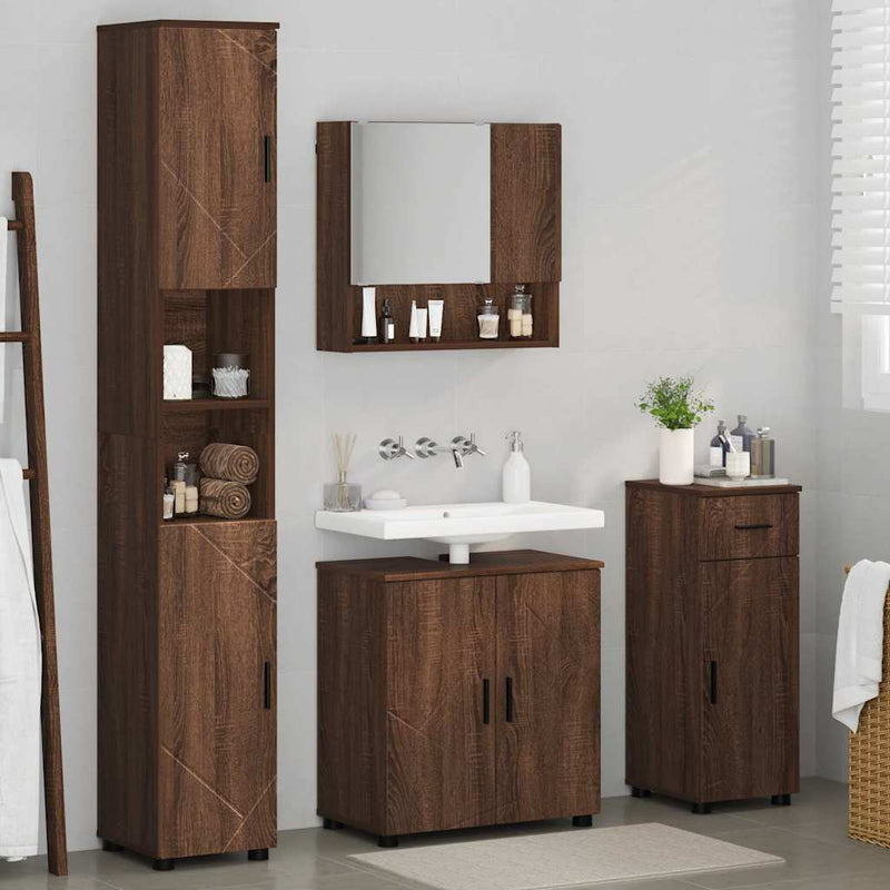 vidaXL Fürdőszoba bútor szett 4 pcs barna tölgy 61 x 35 x 64 cm