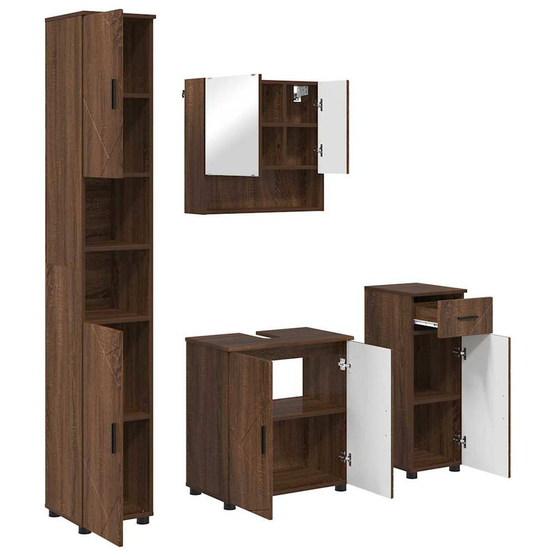 vidaXL Fürdőszoba bútor szett 4 pcs barna tölgy 61 x 35 x 64 cm