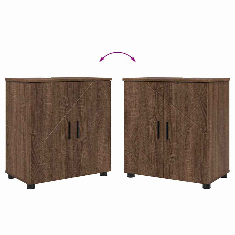 vidaXL Fürdőszoba bútor szett 4 pcs barna tölgy 61 x 35 x 64 cm