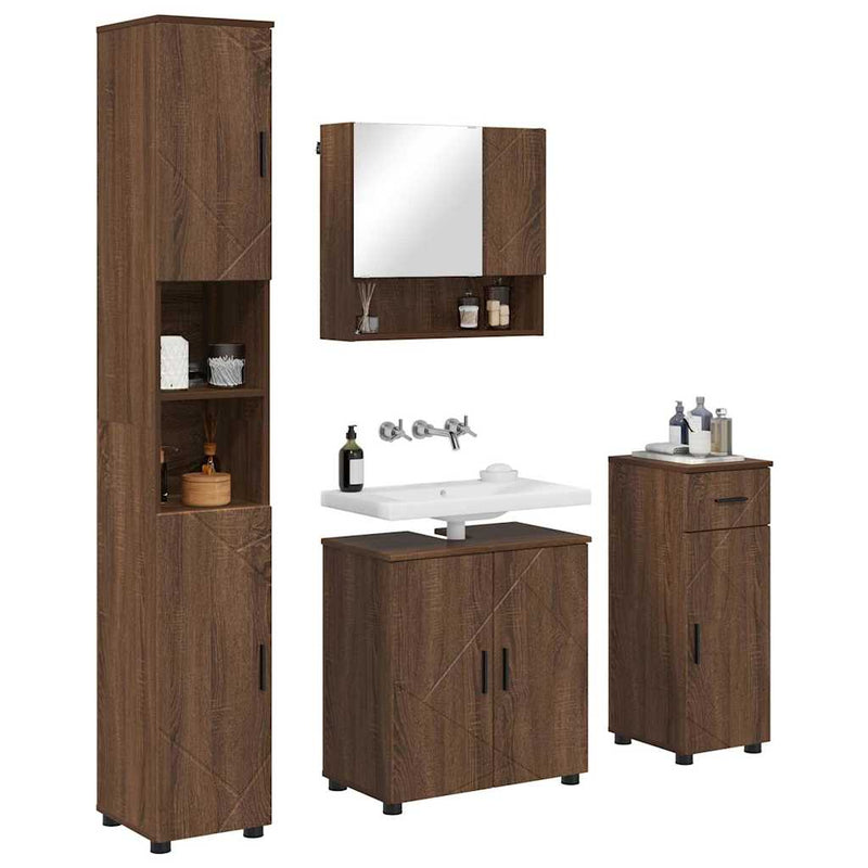 vidaXL Fürdőszoba bútor szett 4 pcs barna tölgy 61 x 35 x 64 cm