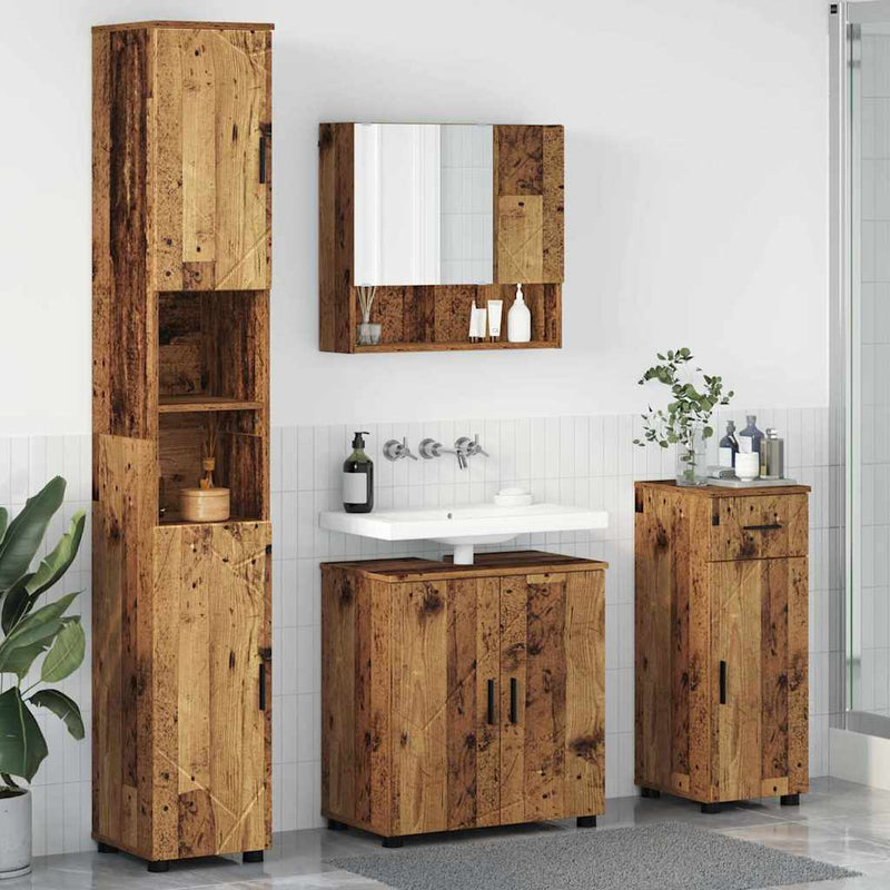 vidaXL Fürdőszoba bútor szett 4 pcs Régi fa 61 x 35 x 64 cm Faanyag