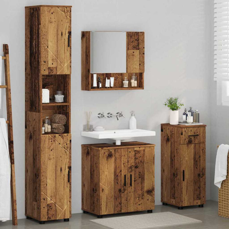 vidaXL Fürdőszoba bútor szett 4 pcs Régi fa 61 x 35 x 64 cm Faanyag