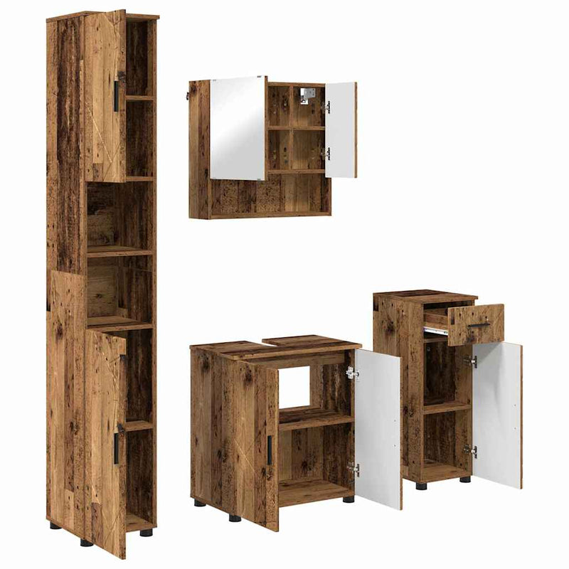 vidaXL Fürdőszoba bútor szett 4 pcs Régi fa 61 x 35 x 64 cm Faanyag