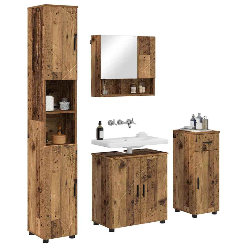 vidaXL Fürdőszoba bútor szett 4 pcs Régi fa 61 x 35 x 64 cm Faanyag