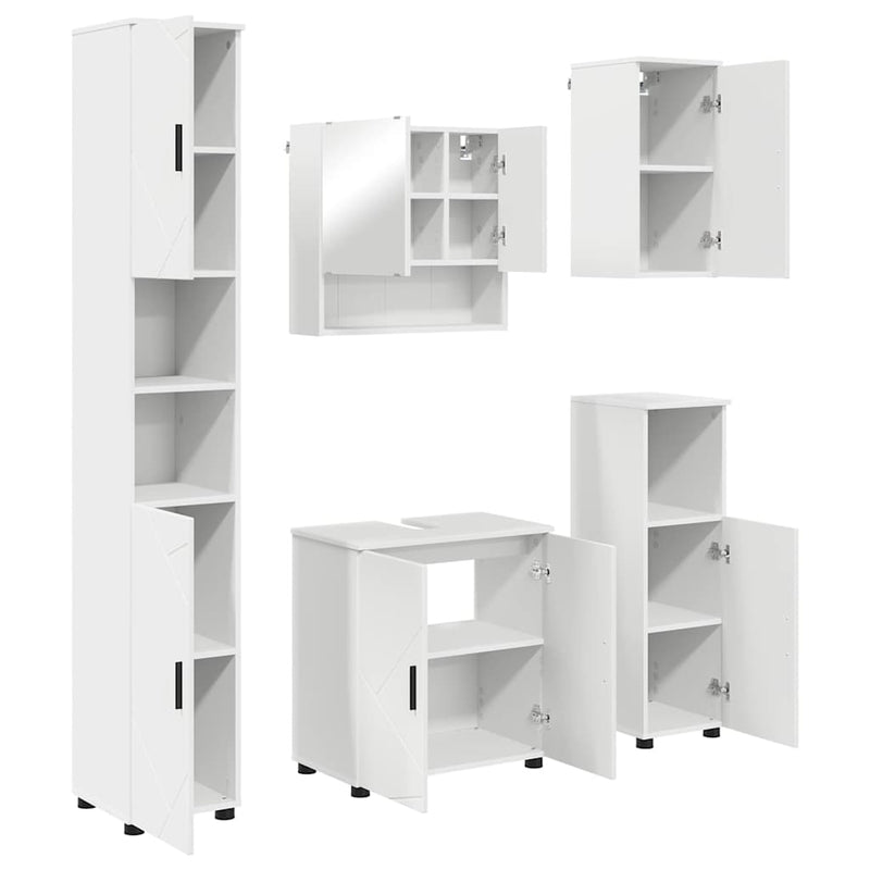 vidaXL Fürdőszoba bútor szett 5 pcs Fehér 61 x 35 x 64 cm Faanyag