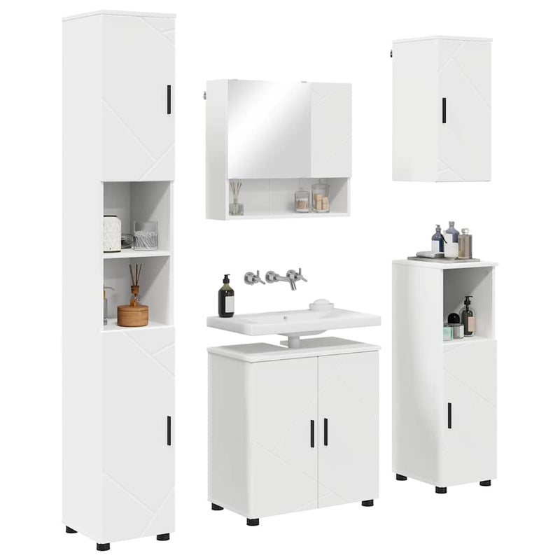 vidaXL Fürdőszoba bútor szett 5 pcs Fehér 61 x 35 x 64 cm Faanyag