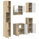 vidaXL Fürdőszoba bútor szett ajtóval 5 pcs Sonoma tölgy Faanyag & Fém