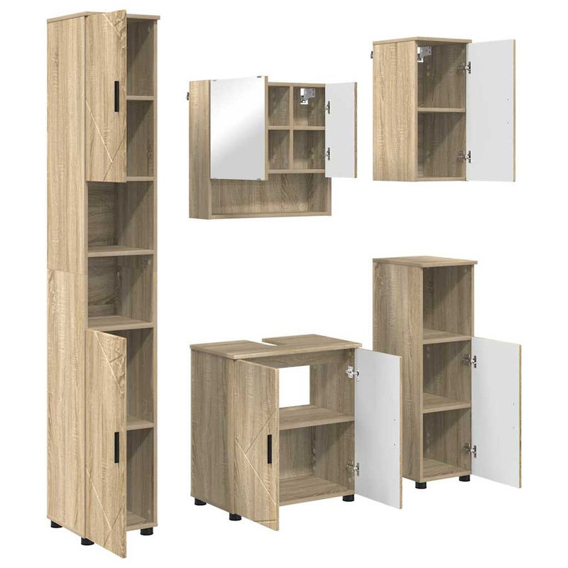 vidaXL Fürdőszoba bútor szett 5 pcs sonoma tölgy 61 x 35 x 64 cm