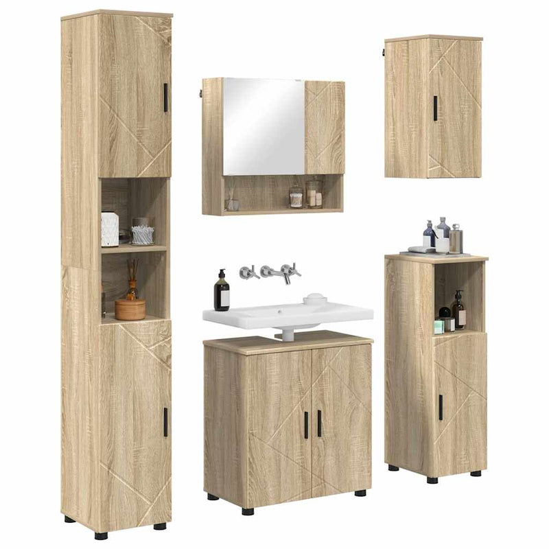 vidaXL Fürdőszoba bútor szett 5 pcs sonoma tölgy 61 x 35 x 64 cm