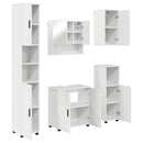 vidaXL Fürdőszoba bútor szett 5 pcs Magas Fényű Fehér Faanyag & Fém