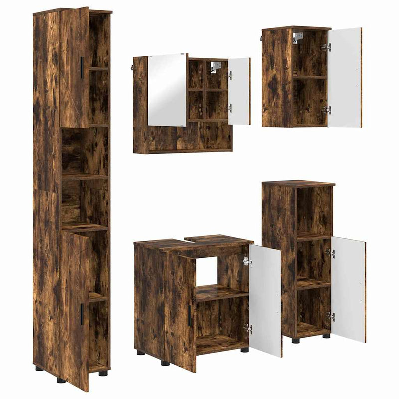 vidaXL Fürdőszoba bútor szett 5 pcs Füstölt tölgy 61 x 35 x 64 cm