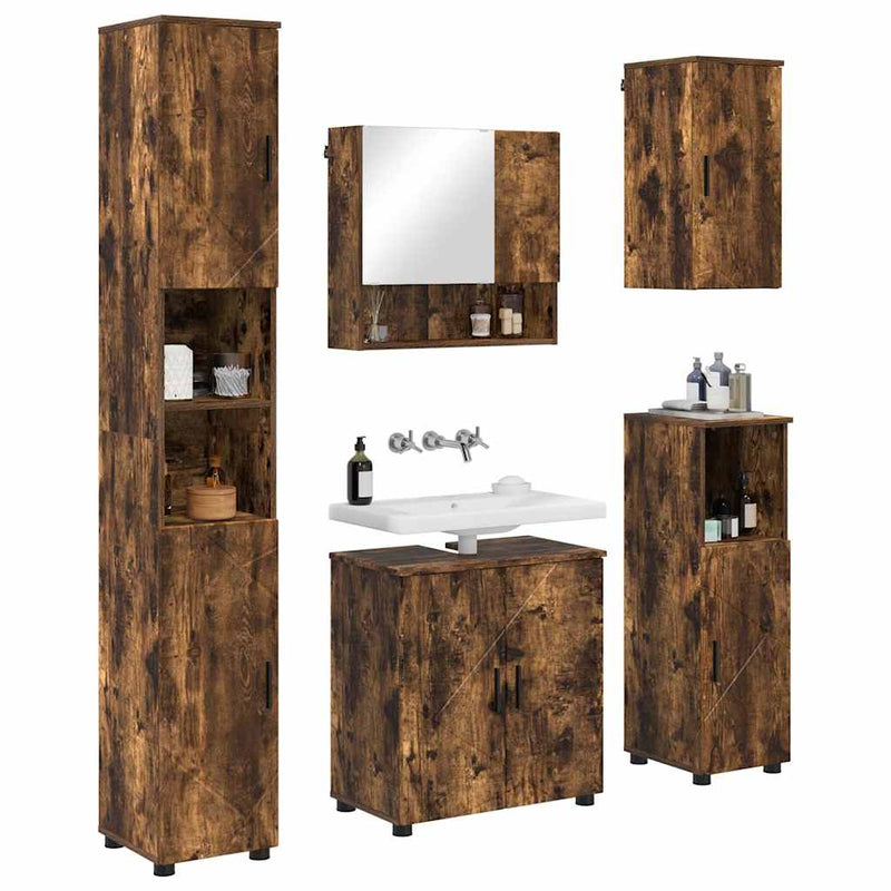 vidaXL Fürdőszoba bútor szett 5 pcs Füstölt tölgy 61 x 35 x 64 cm