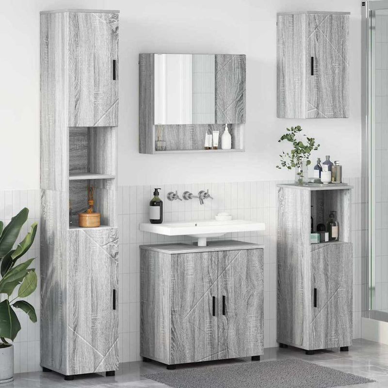 vidaXL Fürdőszoba bútor szett 5 pcs Szürke sonoma 61 x 35 x 64 cm