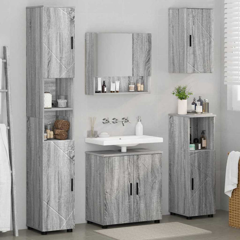 vidaXL Fürdőszoba bútor szett 5 pcs Szürke sonoma 61 x 35 x 64 cm
