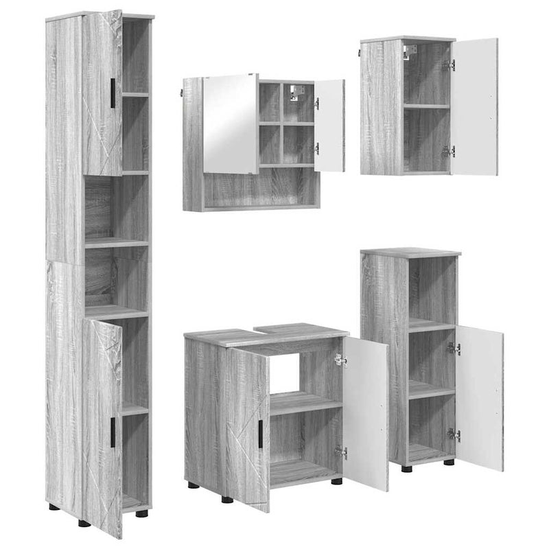 vidaXL Fürdőszoba bútor szett 5 pcs Szürke sonoma 61 x 35 x 64 cm