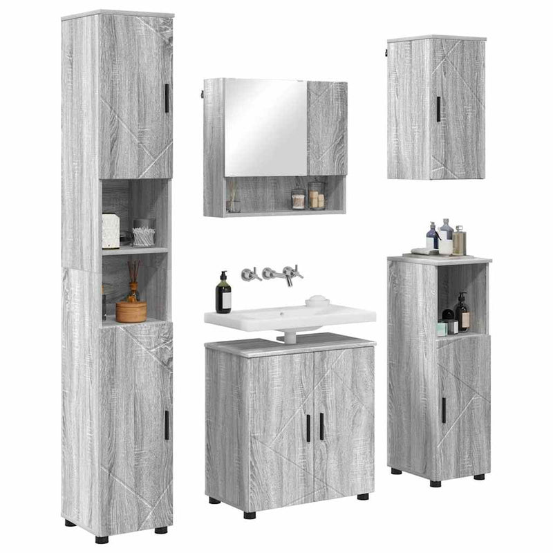 vidaXL Fürdőszoba bútor szett 5 pcs Szürke sonoma 61 x 35 x 64 cm