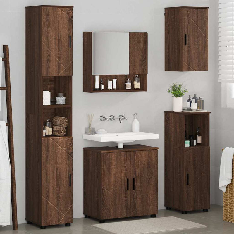 vidaXL Fürdőszoba bútor szett 5 pcs barna tölgy 61 x 35 x 64 cm
