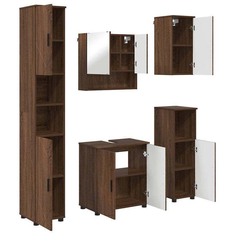 vidaXL Fürdőszoba bútor szett 5 pcs barna tölgy 61 x 35 x 64 cm