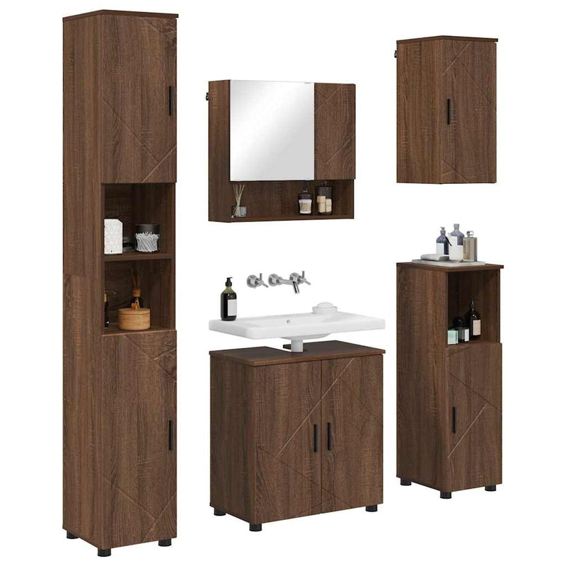 vidaXL Fürdőszoba bútor szett 5 pcs barna tölgy 61 x 35 x 64 cm