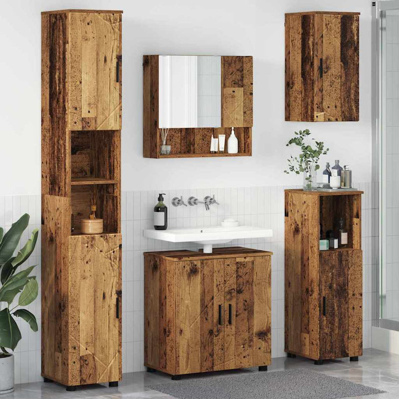 vidaXL Fürdőszoba bútor szett 5 pcs Régi fa 61 x 35 x 64 cm Faanyag